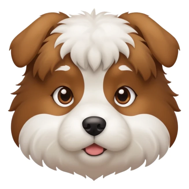 cute brown and white dog with a thinking face sticker