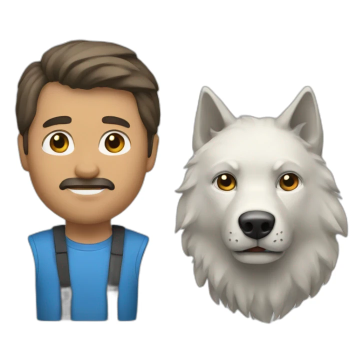 Un hombre y un lobo sticker