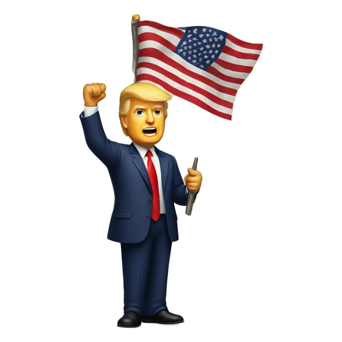President trump holding American flag aloft sticker