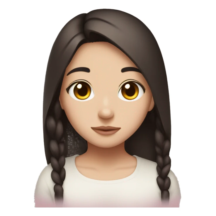 Brown eyed brunette girl with kuromi sticker