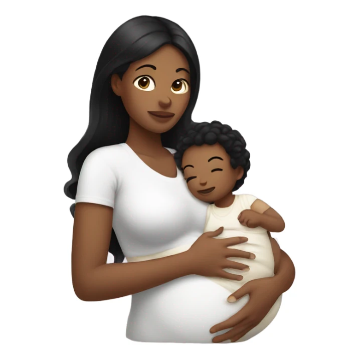 White Mother with black hair breastfeed her baby sticker