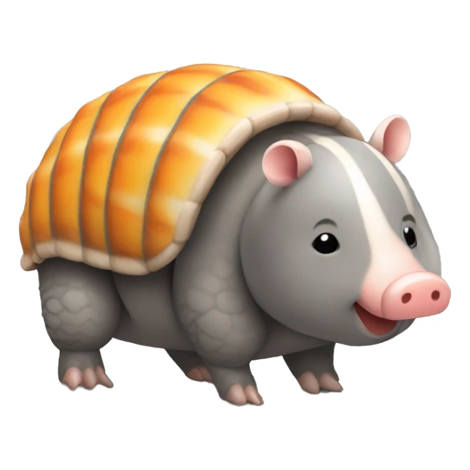 Yellow and gray chubby round armadillo pig panda centipede with orange face armadillo sticker
