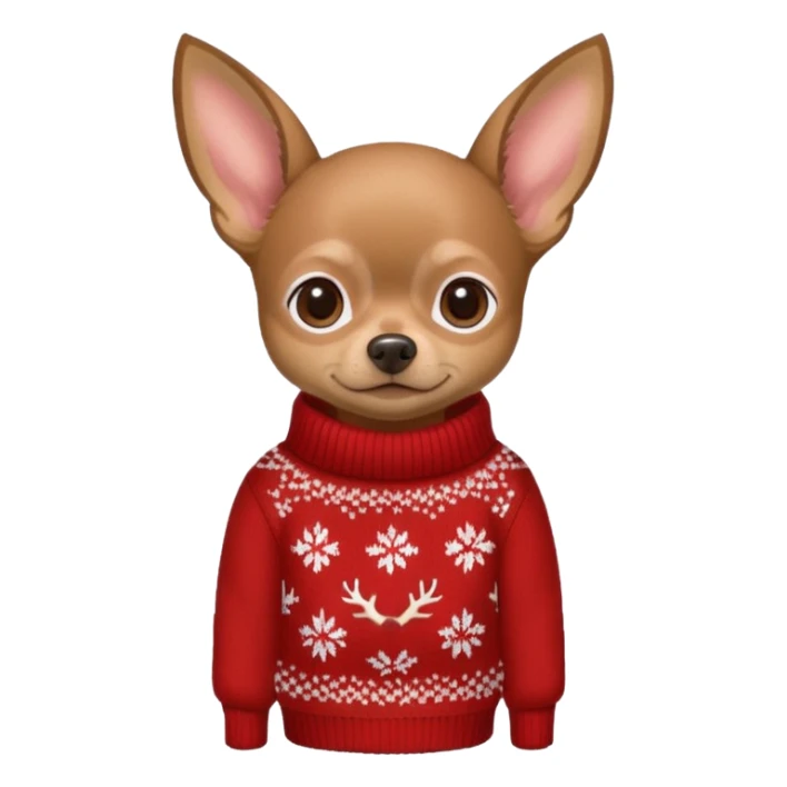 Dark Tan deer-head chihuahua sitting wearing a sweater sticker