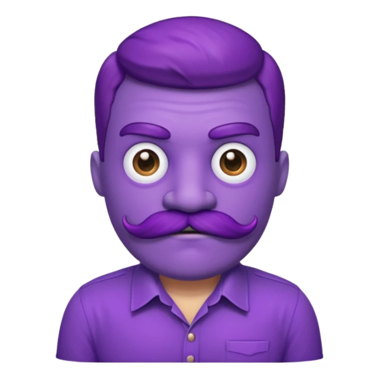 purple monster mustache with shirt sticker