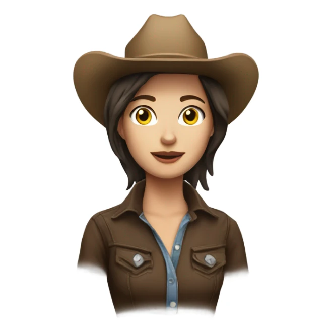 White skin Brunette short hair cowgirl sticker