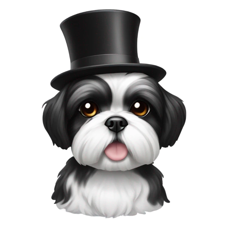Black and white Shih Tzu with a top hat sticker