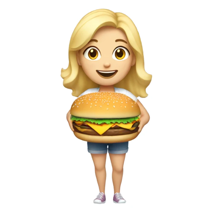 fat blonde girl with burger sticker