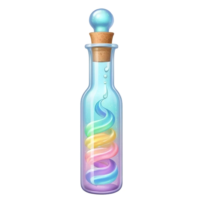 Sparkling pastel liquid in a corked up vial sticker