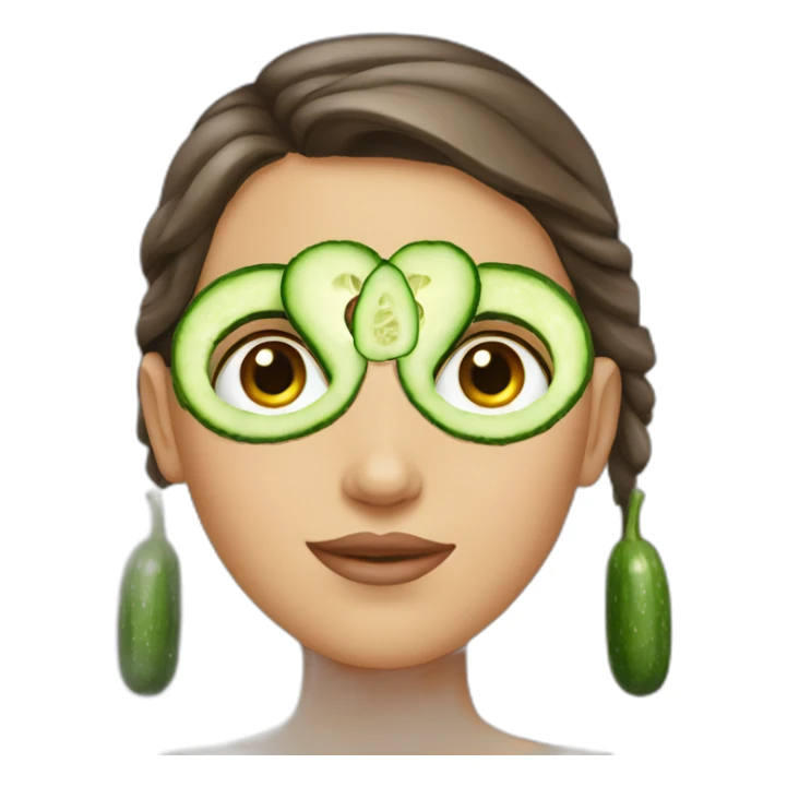 girl with cucumber on her eyes sticker
