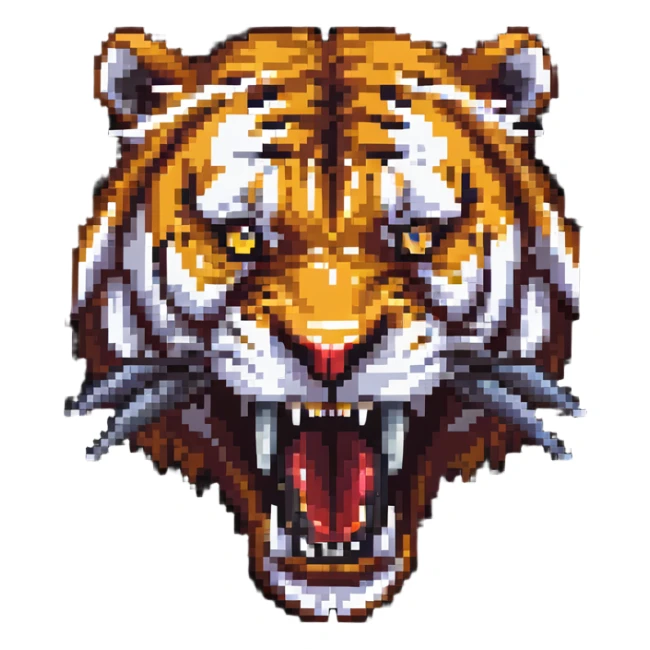 saber-toothed tiger with long fangs, ice age predator sticker