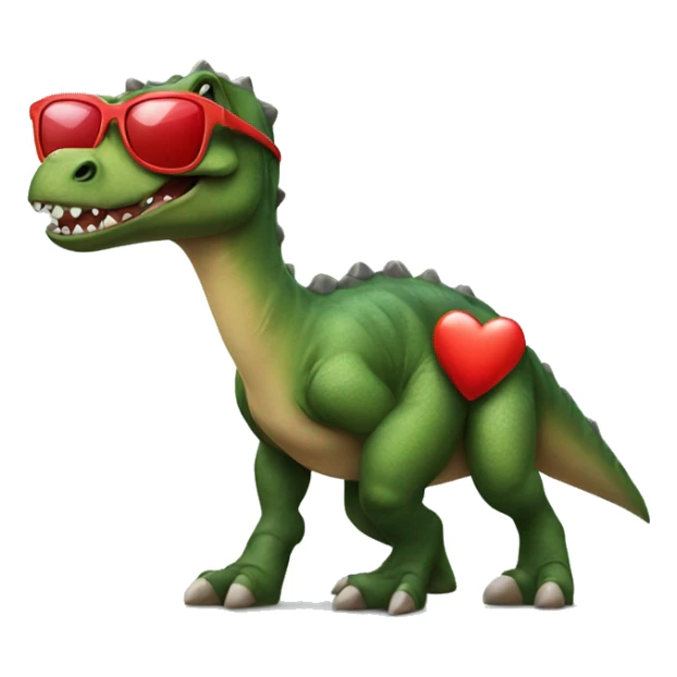 A dinosaur with red heart sunglasses on sticker