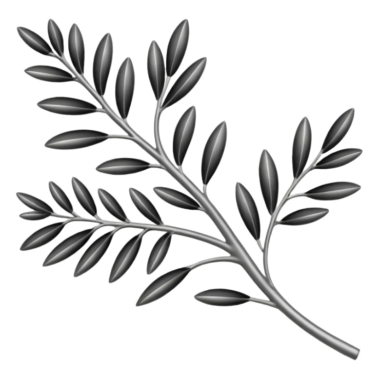 Black and silver filigree olive branch, 3D, extremely detailed design sticker