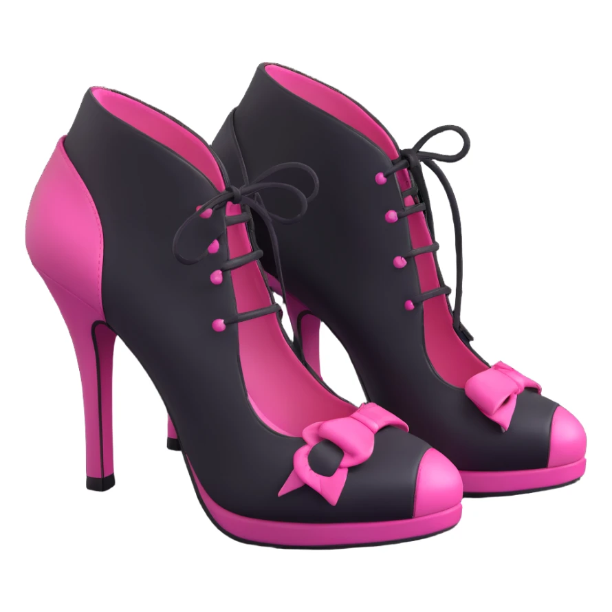 BLACKPINK-inspired gothic shoes, no hearts, black and pink, cute  sticker