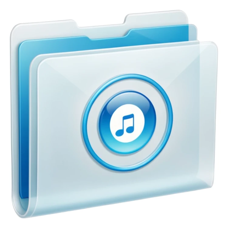 A **simple emoji-style icon** of a **transparent white plastic folder**, minimal and clean, with **rounded corners**, subtle translucency, soft shading, and a **small Concert arena symbol** on the front.
 sticker