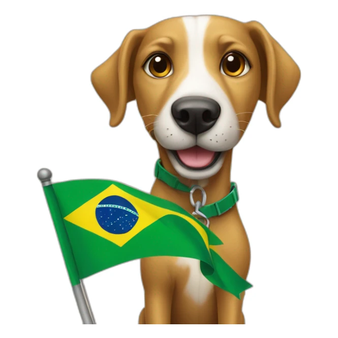 Stray-caramel-dog-holding-brazilian-flag sticker