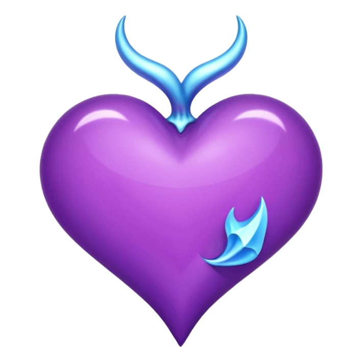 O inima mov,cu trecere spre albastru deschis si coada de drac! sticker