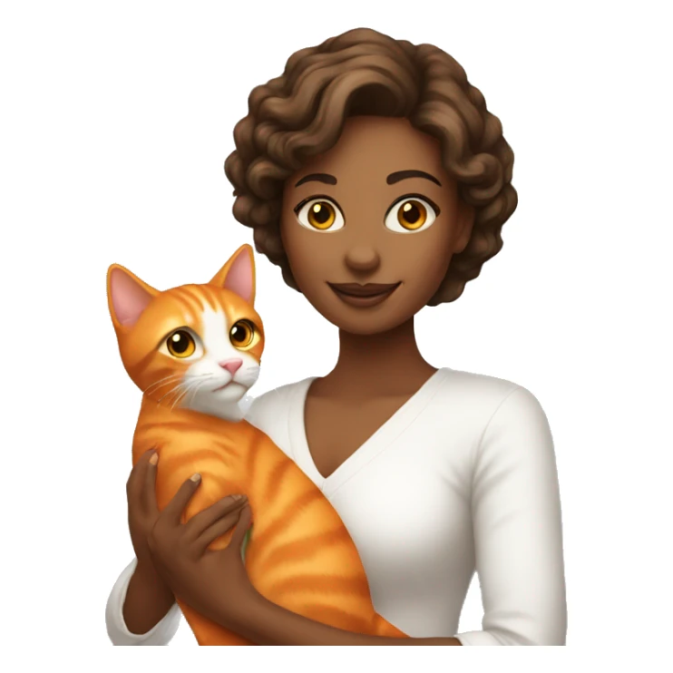pretty woman holding orange cat sticker