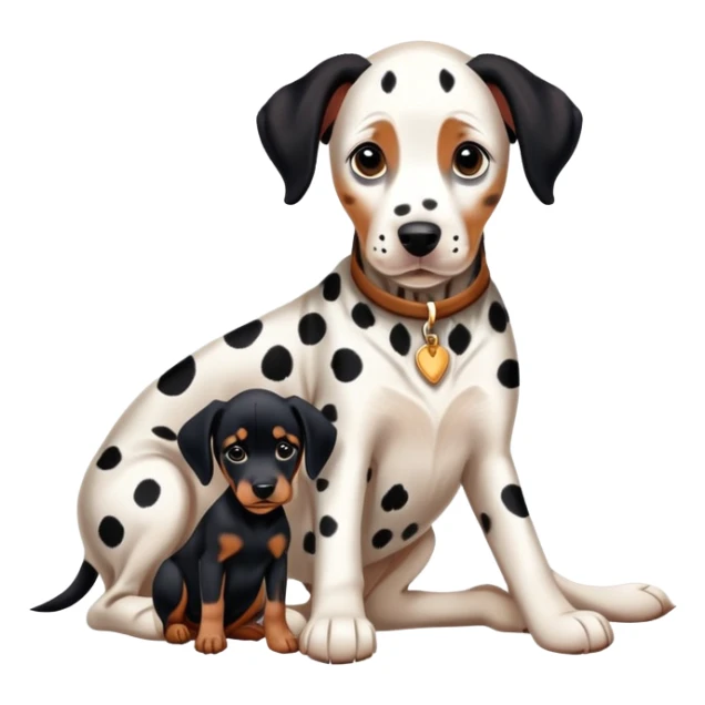 1 Dalmatian adult + 1 dobermann puppy sticker