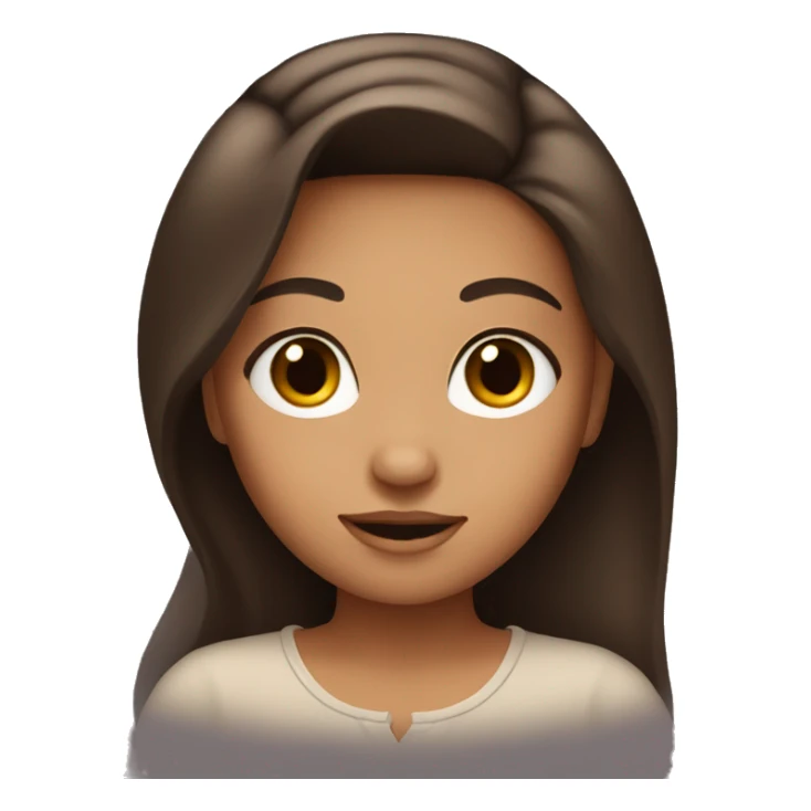 blushing tan girl with dark brown hair  sticker