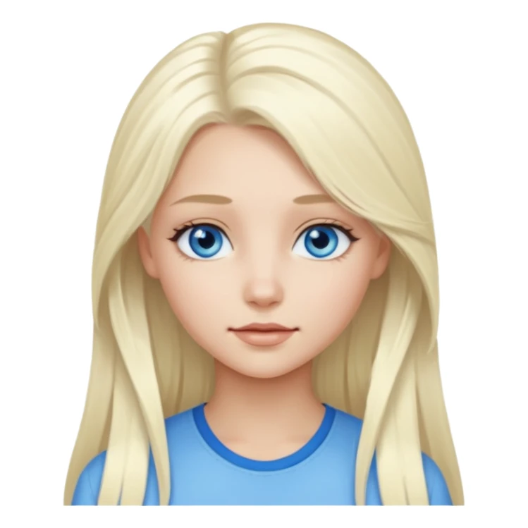 platinum blonde girl with long hair and forelocks, blue eyes. sticker