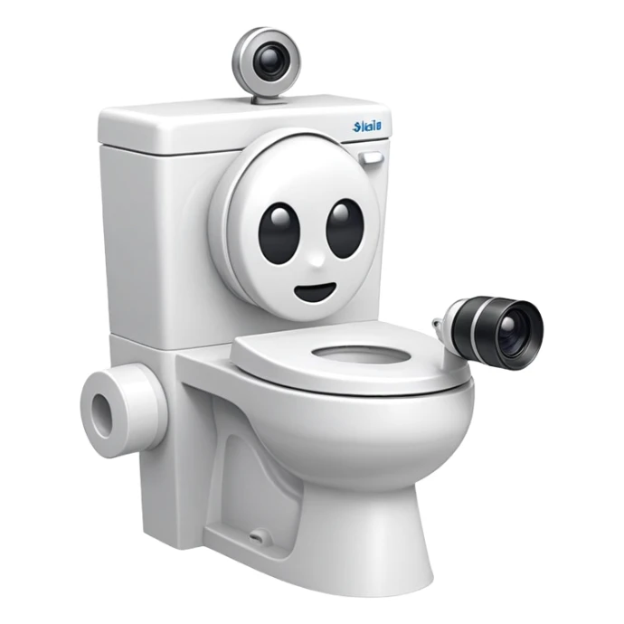 skibidi toilet character, anthropomorphic toilet with camera head sticker
