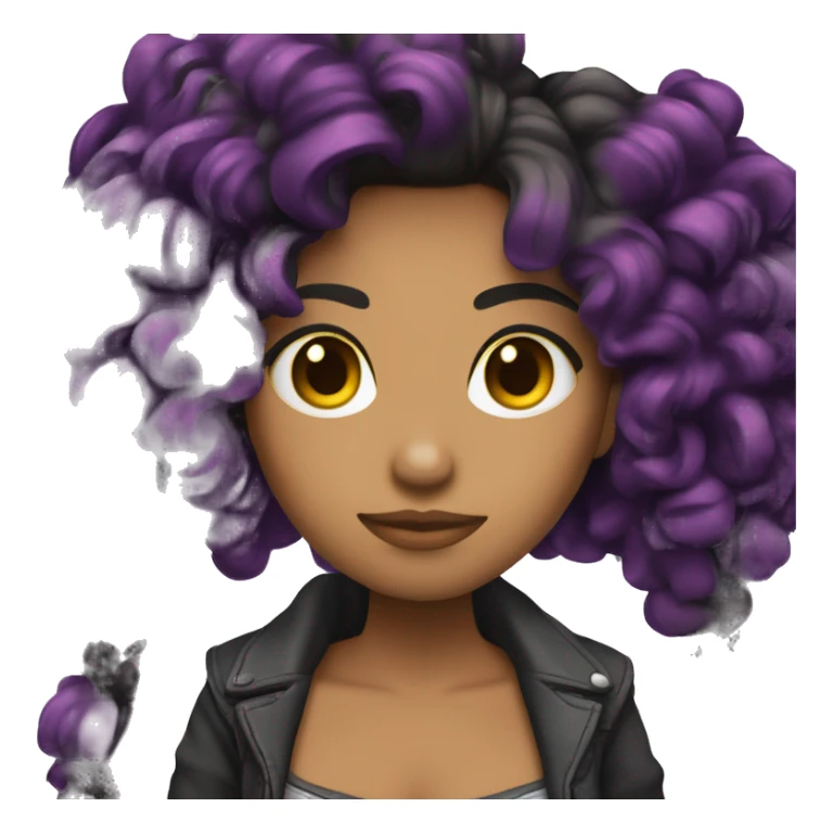 Chica cabello negro y mechones morados  sticker