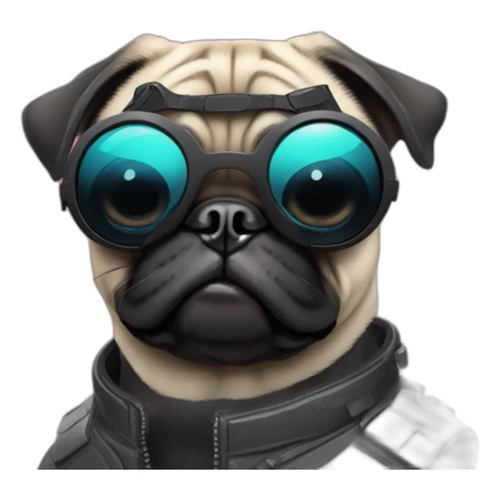 pug with black sunglasses and wearing a cyberpunk suit sticker