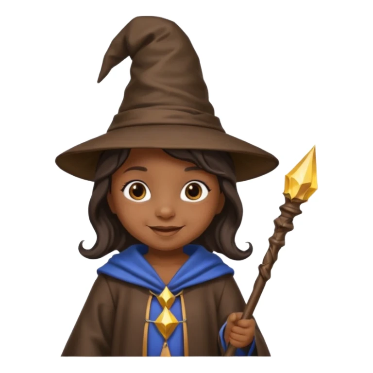 black baby girl wizard with staff sticker