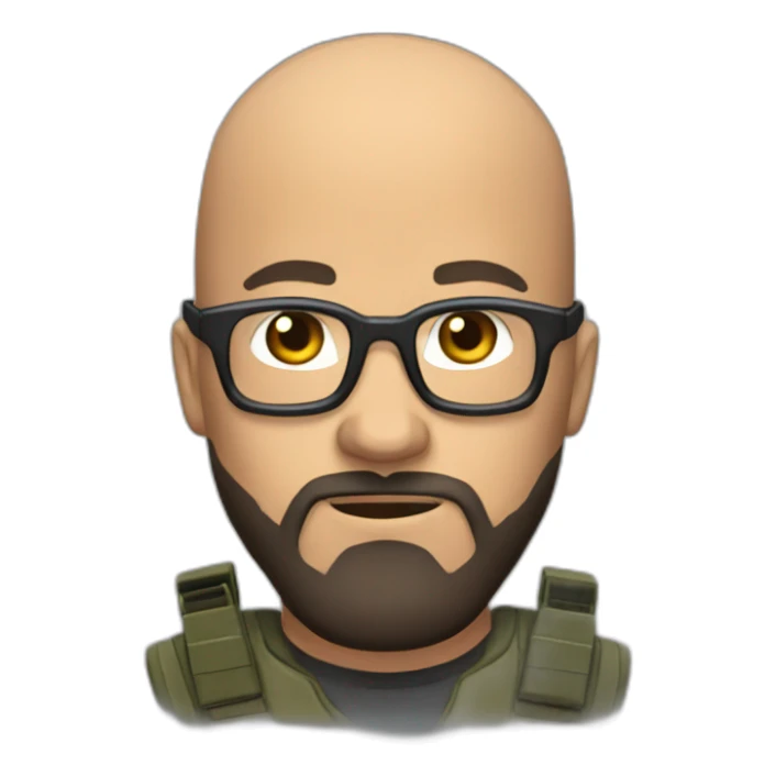 Bald guy with glasses and beard playing call of duty sticker