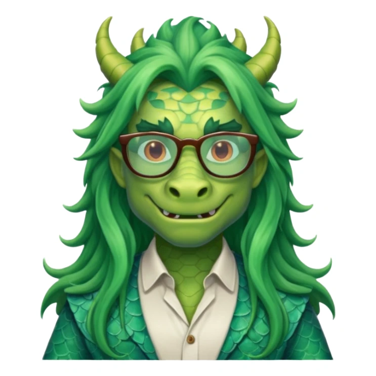 long hair dragon with shirt and glasses sticker