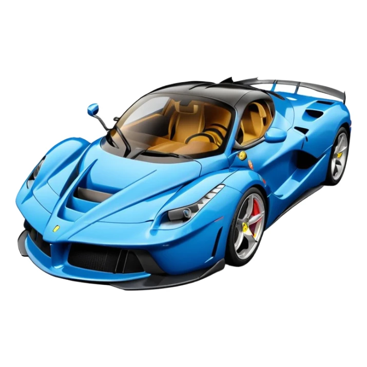 Blue LaFerrari sports car with doors open with a slight soft blue glow sticker