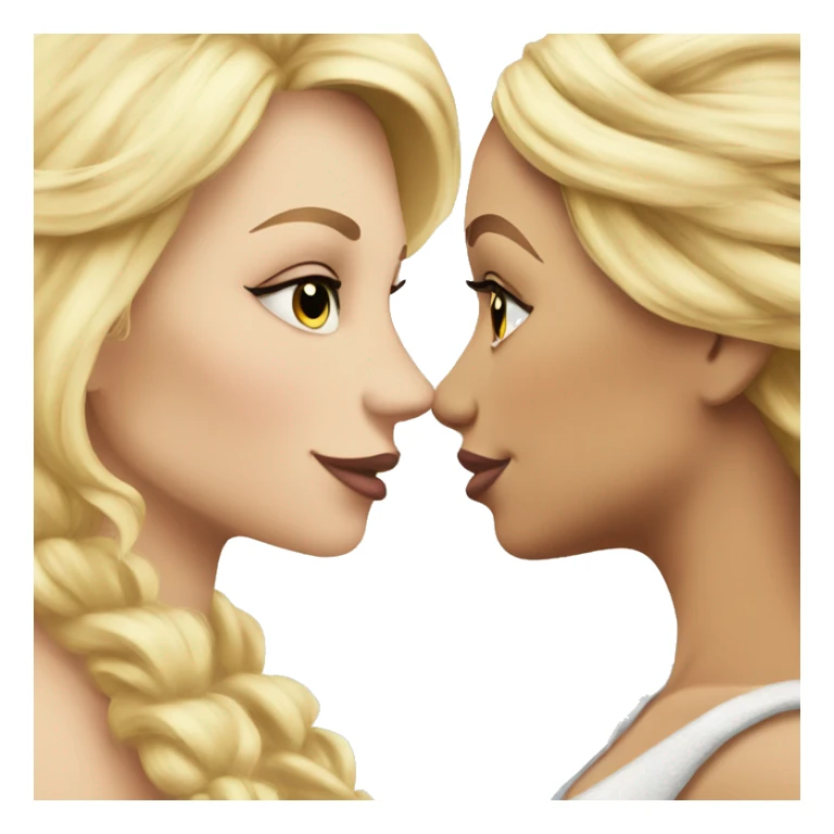 2 women princesses couple blonde deep kiss sticker