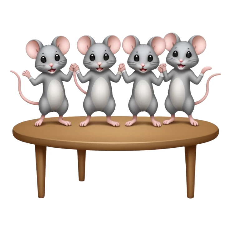 3 mice dancing on a table together as the cat is not in the house sticker