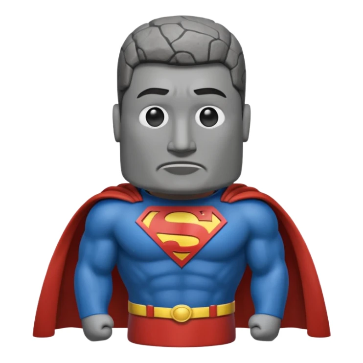 a moai emoji with a superman cape with the original face 🗿 sticker