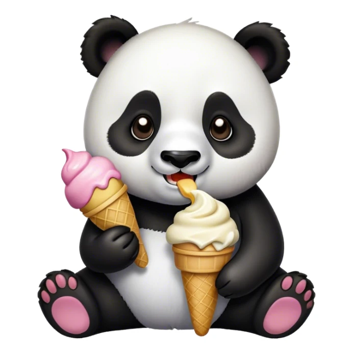 Panda eating ice cream sticker