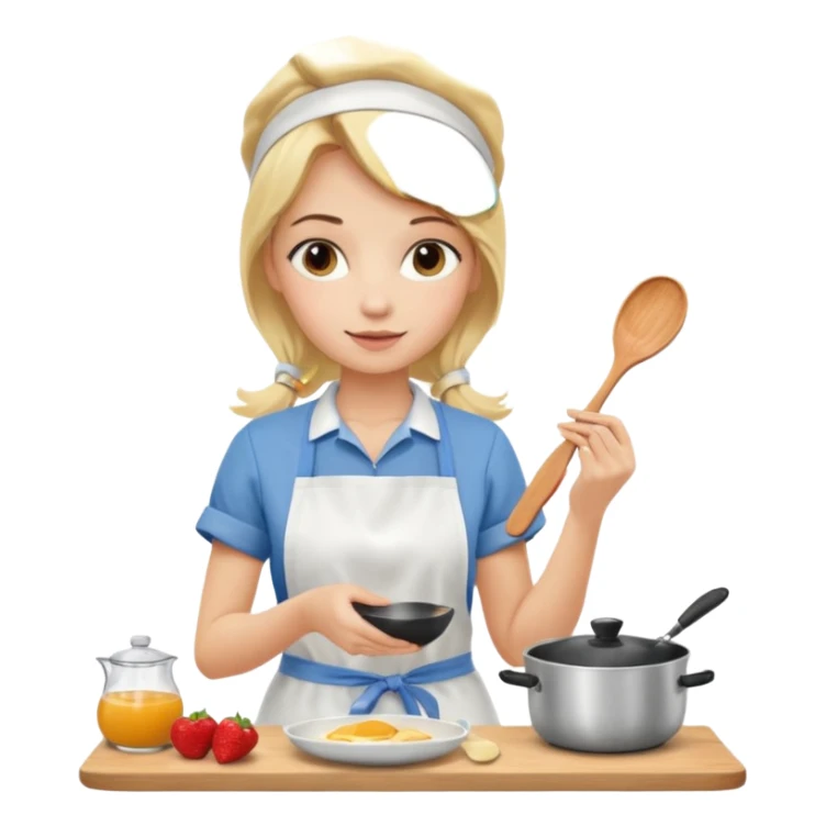 haz una chica rubia preparando un desayuno sticker