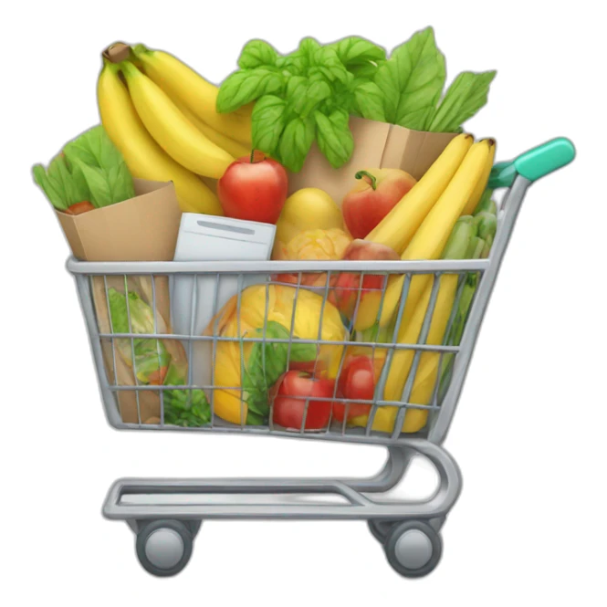 shopping cart with groceries inside sticker