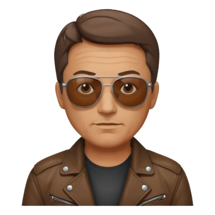 Biker Gang with Sunglasses, Middle-age man, brown jacket, sunglasses sticker