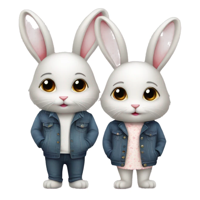 two stylish cute bunnies in love sticker