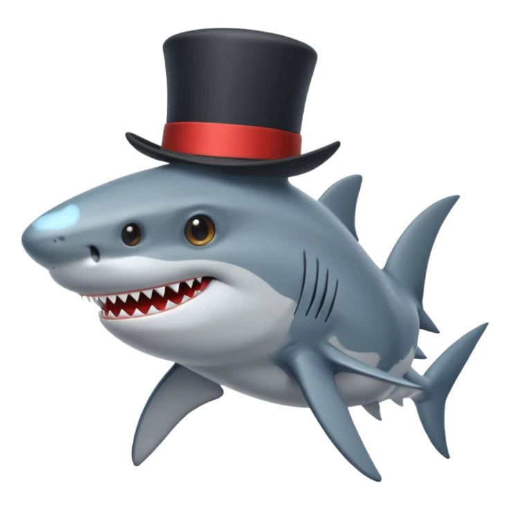 Shark with a top hat sticker