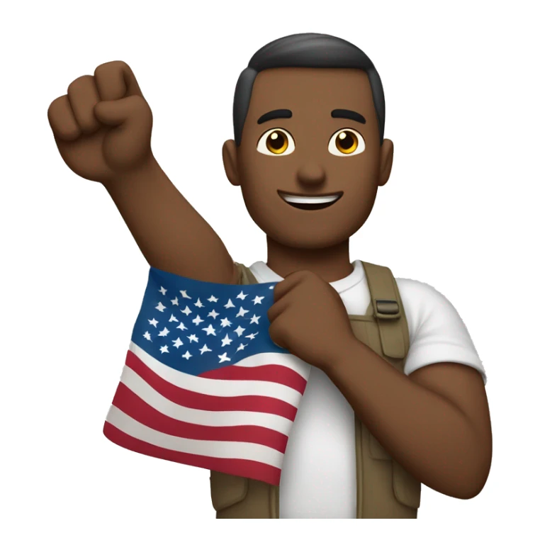 extremely american man saluting the flag with a strong arm sticker