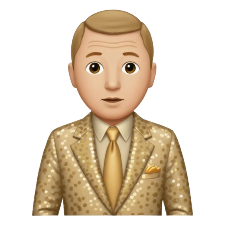 Curly Howard from The Three Stooges with dark blonde hair, beige sequin suit  sticker