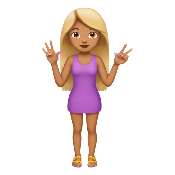full body realistic emoji girl with fingernails sticker