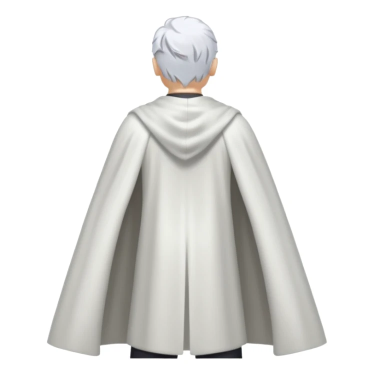 fullbody in frame silverhair god ZEUS, white cape, standing still backview sticker