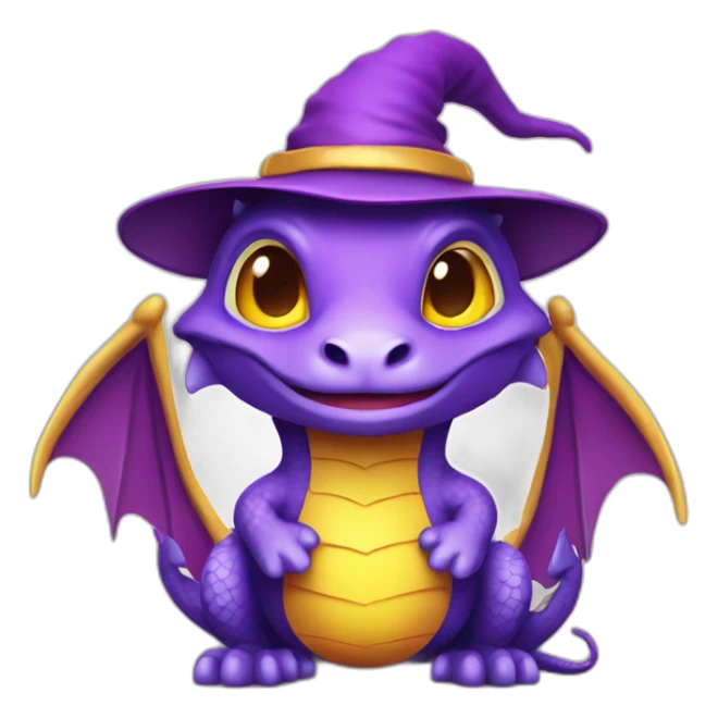 cute purple dragon with yellow eyes wearing wizard hat sticker