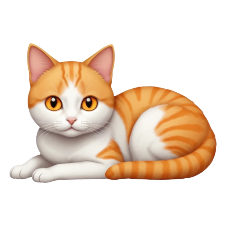 full body tiny short hair ginger and white cat with orange eyes lying down sticker