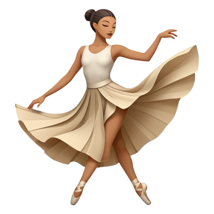 humanless Icon for Contemporary Dance: dynamic motion, comfortable attire with abstract shapes and movement lines in the background. The icon should represent the expressive and creative nature of contemporary dance. Transparent background. sticker