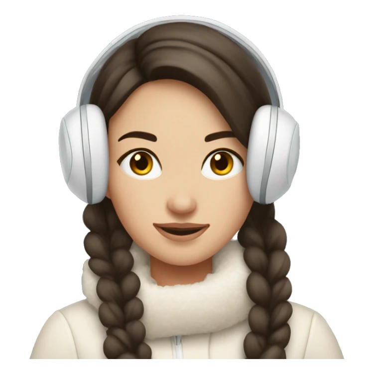 pretty brunette girl wearing cozy winter white earmuffs sticker