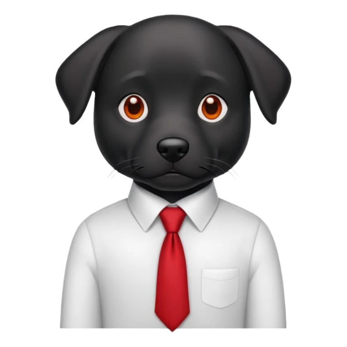black dog with red tie,white shirt sticker
