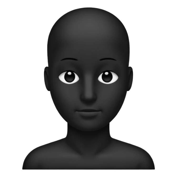completely flat black silhouette, no facial features, no eyes, no no nose, no lips, no hair sticker